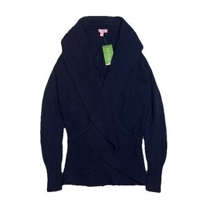 Lily Pulitzer Sierra Cardigan True Navy Cable Knit Womens Size Small